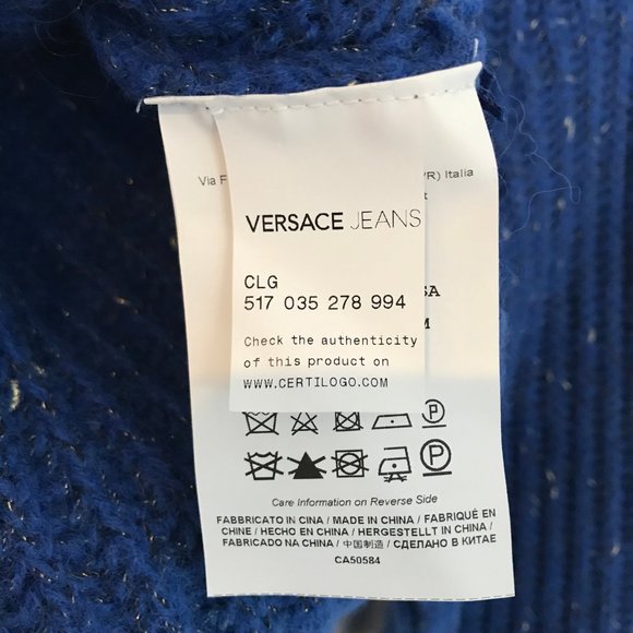 VERSACE JEANS Blue Wool Mohair Blend Sweater - Picture 6 of 8